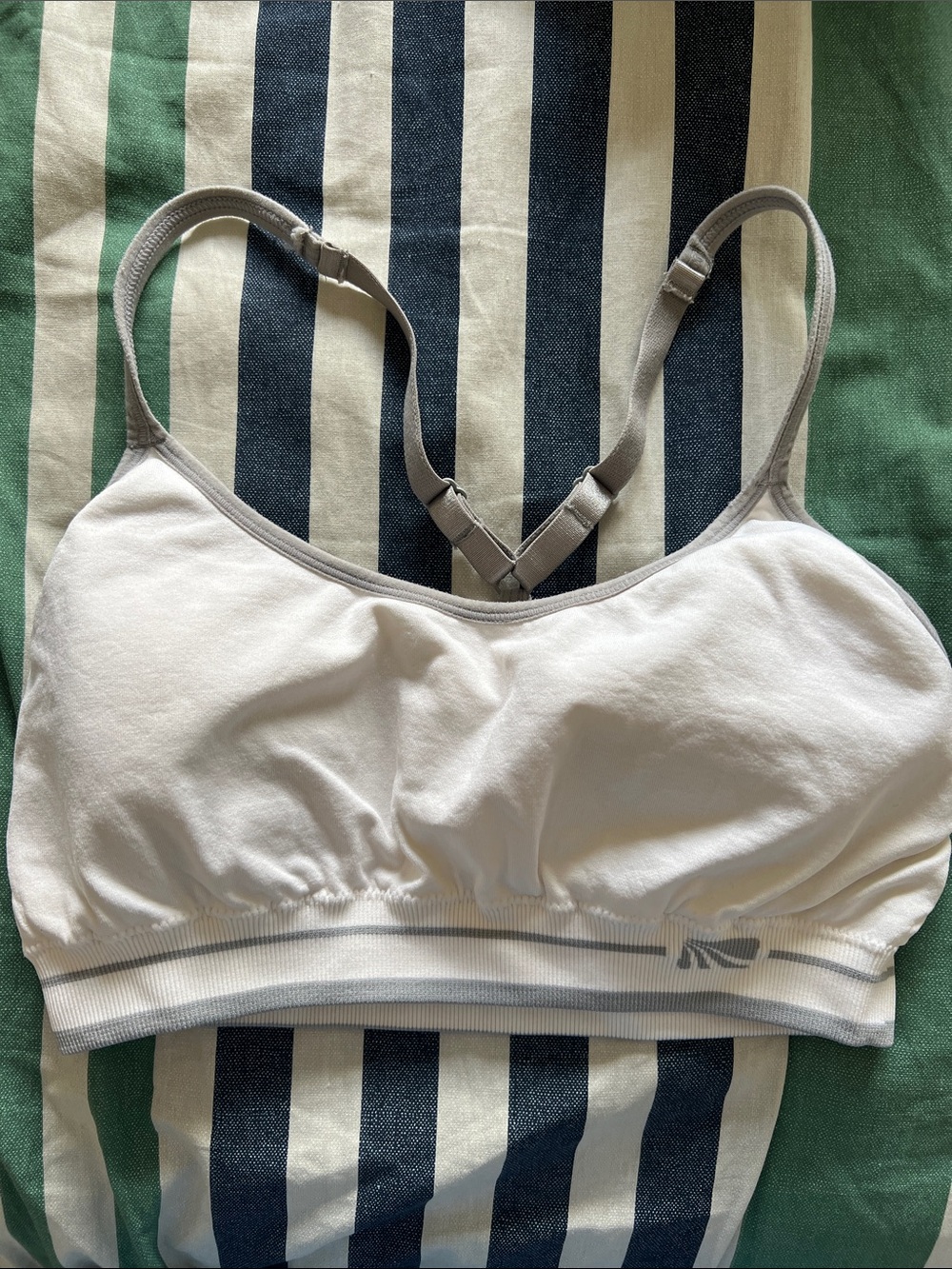 Marika White and Gray Lightweight Seamless Sports Bralette
